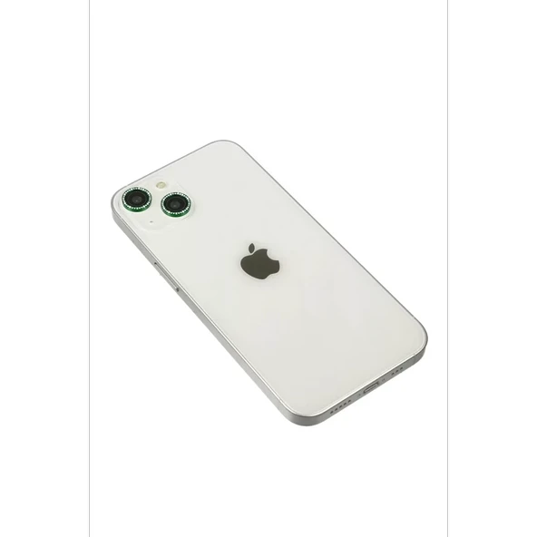 Newface Apple iPhone 14 Diamond Kamera Lens - Yeşil - Resim 3