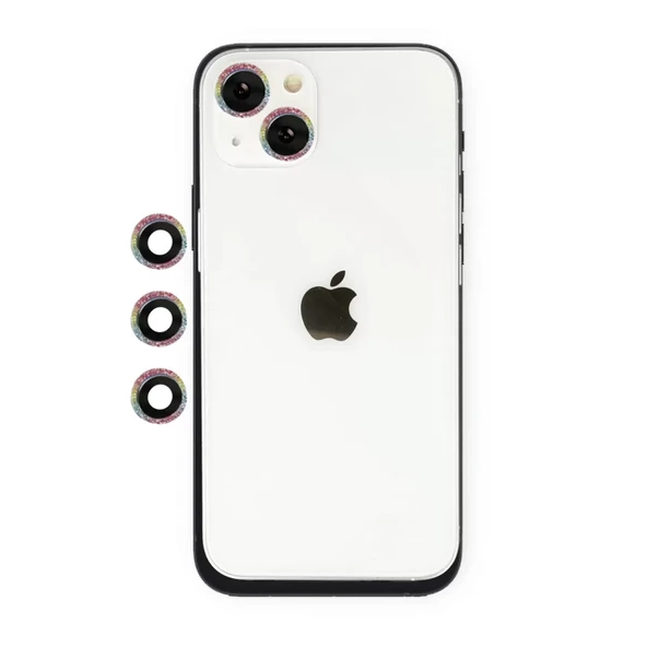 Newface Apple iPhone 14 Shine Kamera Lens - Rainbow - Resim 3