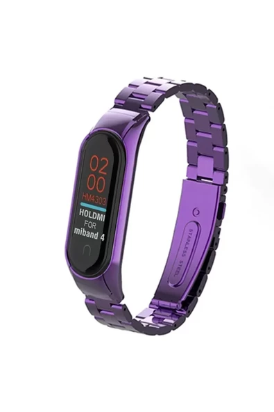 Newface Xiaomi Mi Band 4 Metal Baklalı Kordon - Mor ürün görseli 1