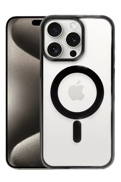 Newface Apple iPhone 15 Pro Max Kılıf Erozi Magsafe Kapak - Siyah ürün görseli 1