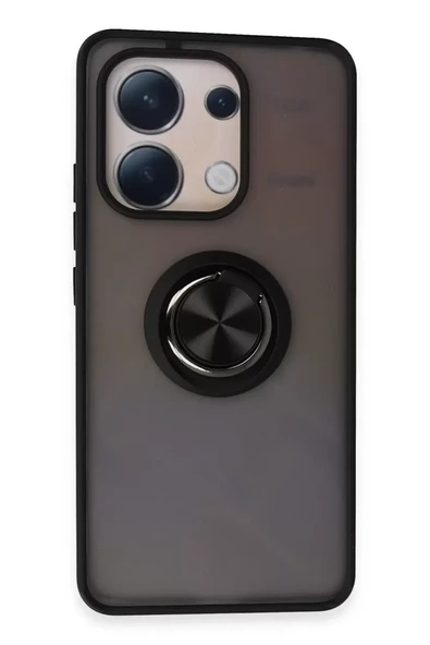 Newface Xiaomi Redmi Note 13 4G Kılıf Montreal Yüzüklü Silikon Kapak - Siyah ürün görseli 1