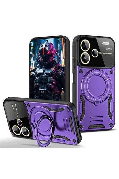 Newface Xiaomi Redmi Note 13 Pro Plus Joy Lens Standlı Kapak - Mor ürün görseli 1