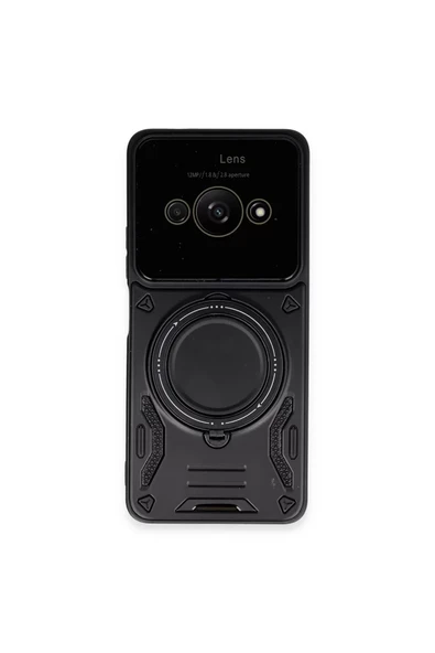 Newface Xiaomi Poco C61 Kılıf Joy Lens Standlı Kapak - Siyah ürün görseli 1