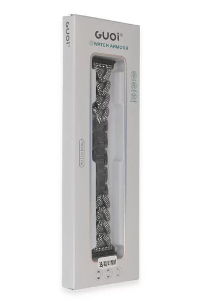 Newface Apple Watch 38mm Node Taşlı Kordon - Siyah - Resim 2