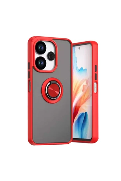 Newface Xiaomi Redmi 13 4G Kılıf Montreal Yüzüklü Silikon Kapak - Kırmızı ürün görseli 1