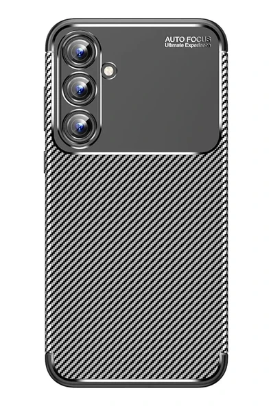 Newface Samsung Galaxy A15 4G Kılıf Auto Focus Karbon Kapak - Siyah ürün görseli 1