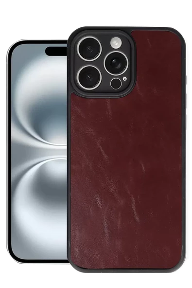 Newface Apple iPhone 16 Pro Max Kılıf Aras Deri Kapak - Bordo ürün görseli 1