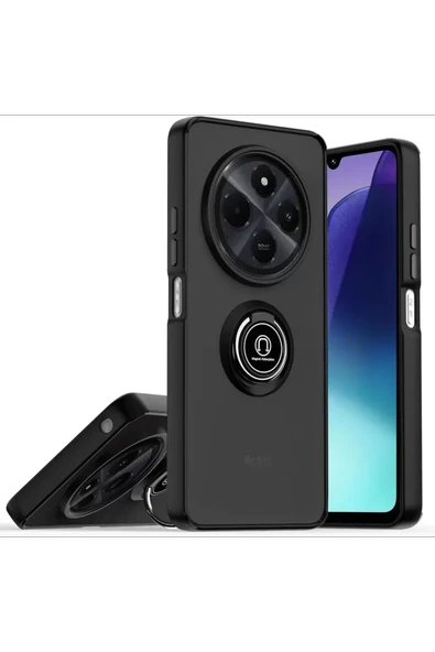 Newface Realme C75 4G Kılıf Montreal Yüzüklü Silikon Kapak - Siyah ürün görseli 1