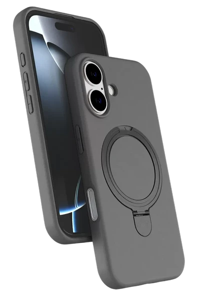 Newface Apple iPhone 16 Regal Magsafe Standlı Kapak - Titan Gri ürün görseli 1