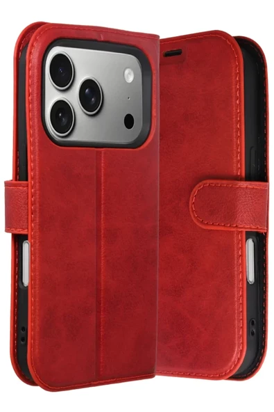 Newface Apple iPhone 17 Pro Max Trend S Plus Kapaklı Kılıf - Kırmızı ürün görseli 1