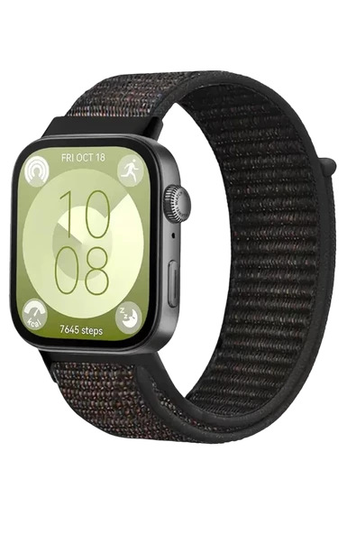 Newface Huawei Fit 4 Hasırlı Cırtcırtlı Kordon - Siyah ürün görseli 1