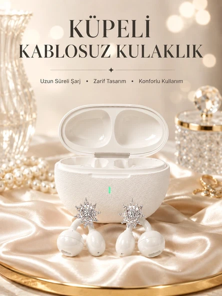 Yeni Nesil Küpeli Kablosuz Kulaklık Güçlü Bataryalı ürün görseli 1
