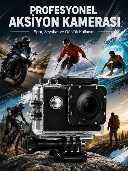 Yüksek Görüntü Kalitesi Sunan 1080P Full HD Aksiyon Kamerası ürün görseli 1