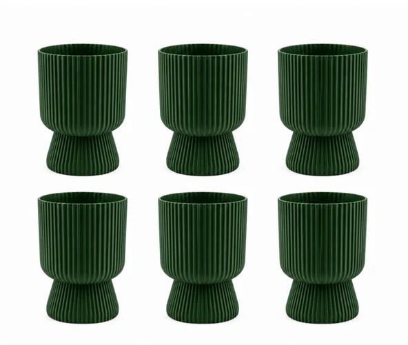 SO-LTSA03 Lotus Ayaklı Plastik Vazo Çiçek Saksı 10,5 Lt No: 3 Yeşil 6 Adet ürün görseli 1