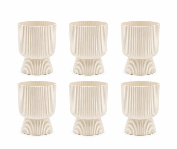 SO-LTSA03 Lotus Ayaklı Plastik Vazo Çiçek Saksı 10,5 Lt No: 3 Kum Beji 6 Adet ürün görseli 1