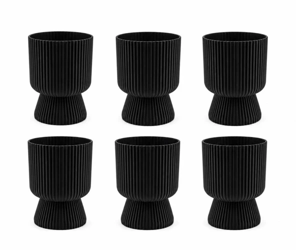 SO-LTSA03 Lotus Ayaklı Plastik Vazo Çiçek Saksı 10,5 Lt No: 3 Siyah 6 Adet ürün görseli 1