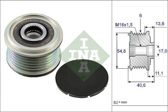 INA ALTERNATÖR KASNAĞI RULMANLI CLIO III-KNG-MGN II-MODUS-SCENIC-TWNG-NOTE-MICRA-QASHQAI 1.5 DCİ ürün görseli 1