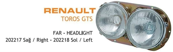 AYFAR ÇİFTLİ FAR SOL KOMPLE RENAULT R12 GTS. ürün görseli 1