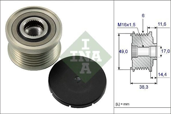INA ALTERNATÖR KİLİTLİ KASNAK  BMW 1-3-5-6-7-Z4 130 i-316 i-318 d-320 d-323 i-325 i-325 xi-330 i-330 xi ürün görseli 1