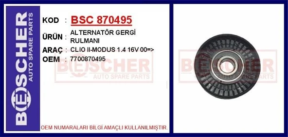 NEIMAN ALTERNATÖR GERGİ RULMANI CLIO II-MODUS 1.4 16V 00=> ürün görseli 1