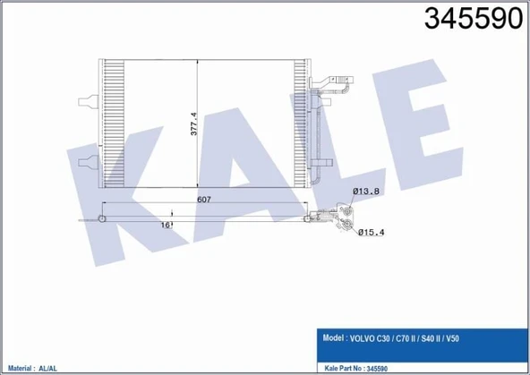 KALE KLİMA RADYATÖRÜ VOLVO C30 / C70 II / S40 II / V50 AL/AL   KL343180 ürün görseli 1