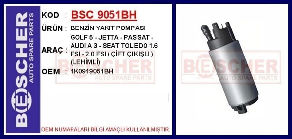 NEIMAN BENZİN YAKIT POMPASI GOLF 5 - JETTA - PASSAT - AUDI A 3 - SEAT TOLEDO 1.6 FSI - 2.0 FSI ( ÇİFT ÇIKIŞ LI ) ( LEHİMLİ ) ürün görseli 1