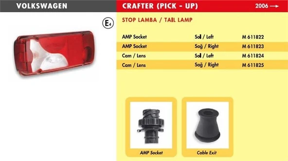 MARS STOP LAMBA CAMI VW CRAFTER PİCK-UP CAM MAN TGA / SAĞ  SPRINTER PICK UP ürün görseli 1