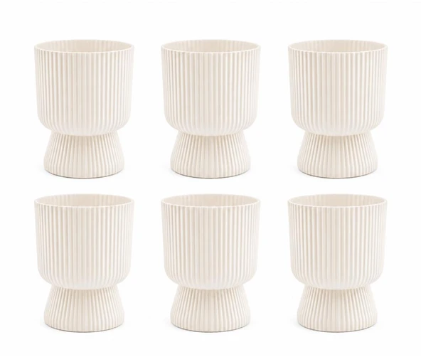 SO-LTSA03 Lotus Ayaklı Plastik Vazo Çiçek Saksı 10,5 Lt No: 3 Beyaz 6 Adet ürün görseli 1