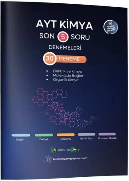 AYT Kimya Son 5 Soru Denemeleri 30 Deneme Alaittin Güneş ürün görseli 1