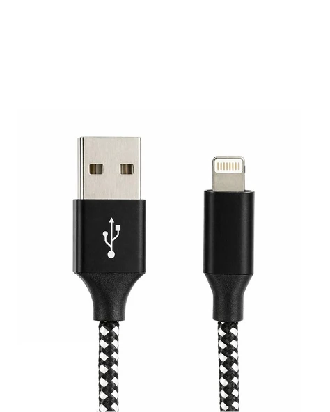 Vcom CU251 Lightning to USB 3m 12W (5V-2.4A) Örgülü Şarj Kablosu ürün görseli 1