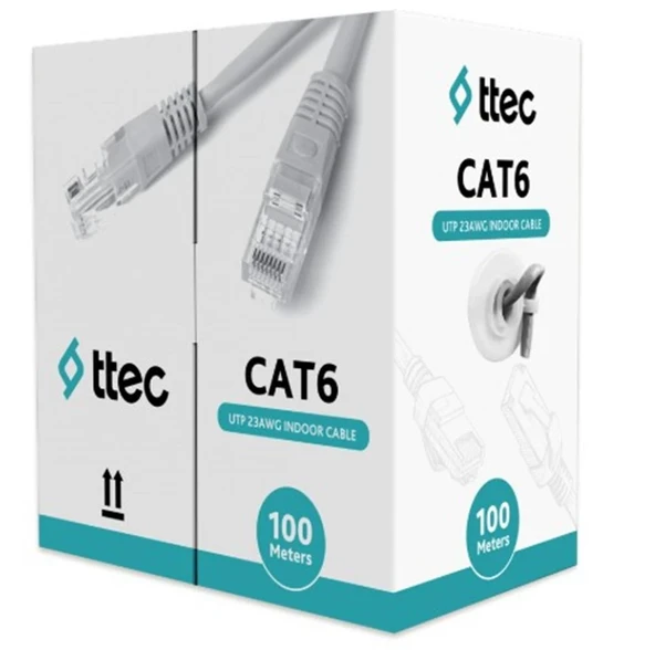 Ttec KBL-CAT6-23CCA-IN100G İç Mekan PVC Gri 100 metre Kablo ürün görseli 1