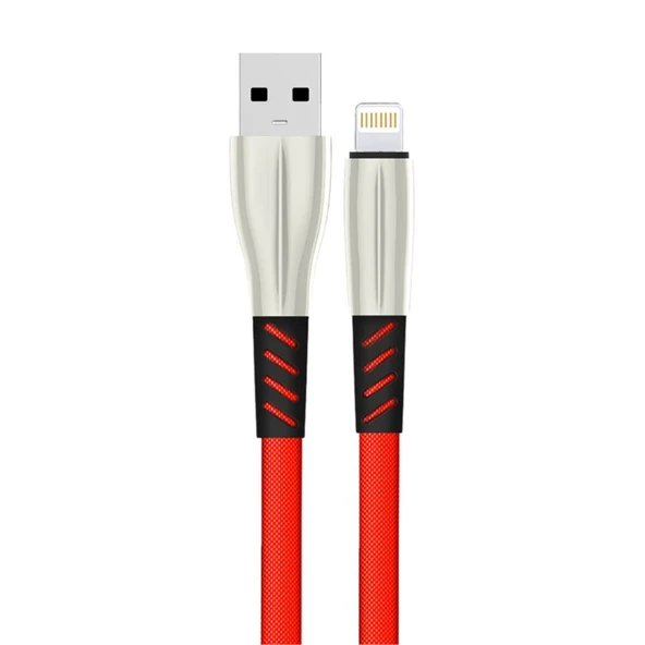 S89 Metal Uçlu Lightning Kablo İphone Uyumlu 1m 2.4a - Kırmızı ürün görseli 1