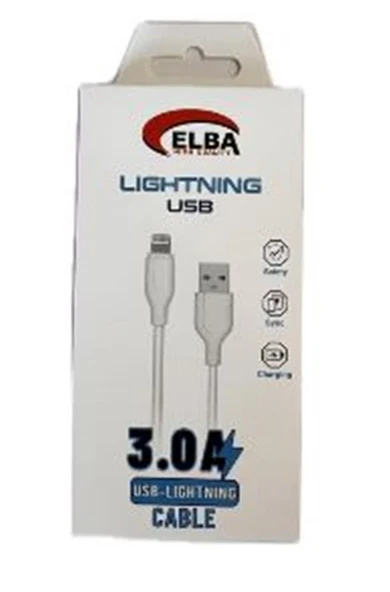 Elba Elb27-IOS 1Mt  iPhone Lightning 3A Hızlı Şarj Hasırlı Şarj Kablosu Beyaz ürün görseli 1