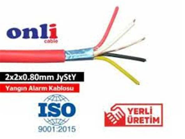 Onli ON-0208 2x2x0,80mm J-Y(st)Y...Lg CCA 100 metre Yangın Alarm Kablosu ürün görseli 1