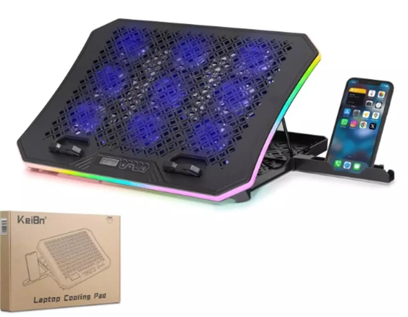 Hadron Dcxa19 Notebook Soğutucu 9-Fan + Telefon Standı 14-18 RGB Siyah ürün görseli 1