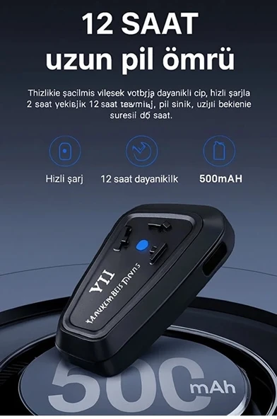 Y11 Bluetooth Kulaklık Mikrofonlu Motosiklet Kulaklığı İntercom Bt 5.3 ürün görseli 1