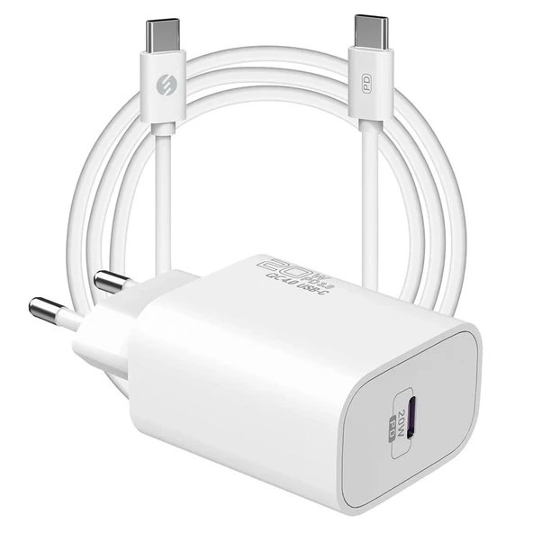 S-link SL-EC62TP Type-C 20W PD3.0 Quick Charge QC4.0 Kablo + Ev Şarj Adaptör ürün görseli 1