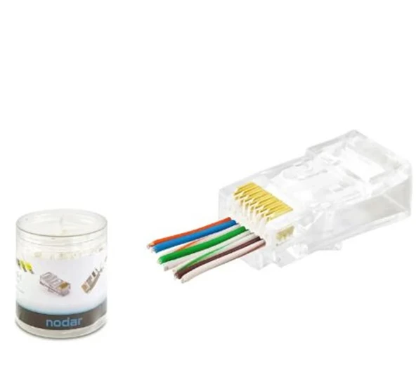 NODAR ND2407 CAT6 EZ RJ45 Konnektör 100 Adet Plastik Kutu ürün görseli 1
