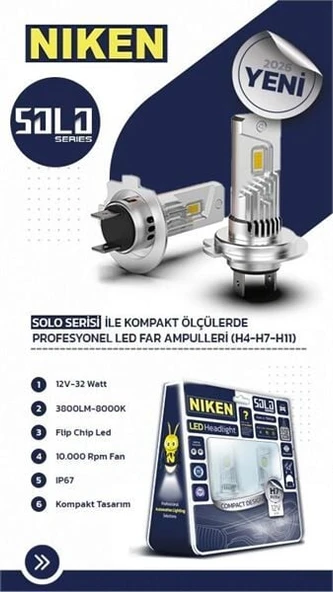 NIKEN LED XENON SOLO SERISI H4 ürün görseli 1
