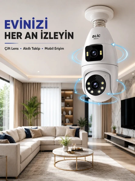 Çift Lens Wi-Fi Ampul Kamera ve Mobil Kontrol Yüksek Çözünürlüklü ürün görseli 1