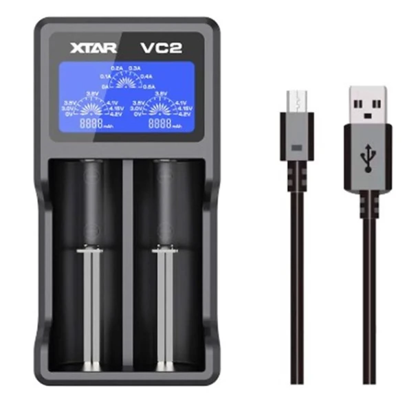 Xtar VC2 Evrensel Li-Ion Pil Şarj Cihazı – 2 Yuvalı ürün görseli 1
