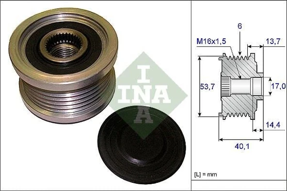 INA ALTERNATÖR KASNAĞI ASTRA J-INSIGNIA-ADAM-ZAFIRA TOURER C-AVEO-CRUZE-BMW 5 E60-E61 520d 6 KNL ürün görseli 1