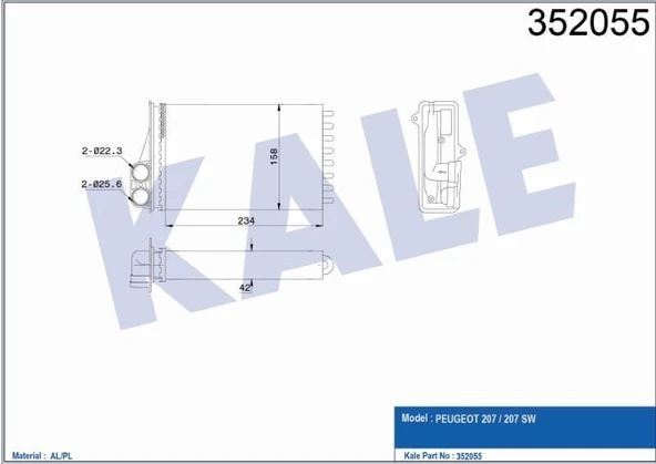 KALE KALORİFER RADYATÖRÜ PEUGEOT 207 / 207 SW 1.4-1.6 HDI 06=> AL/PL ürün görseli 1