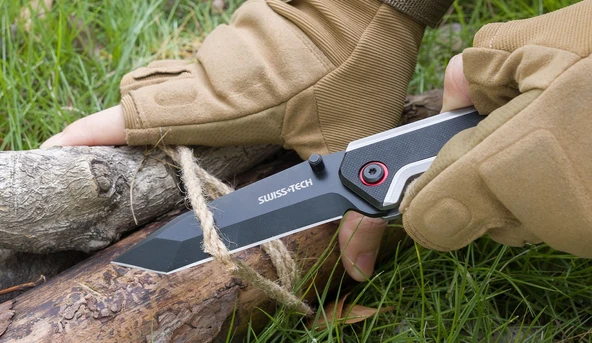 Swiss+Tech AUS-8 Paslanmaz Çelik Tanto Çakı - Resim 7