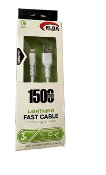 Elba Elb38-L1 1,5Mt  iPhone Lightning Beyaz 3A Hızlı Şarj Kablosu ürün görseli 1