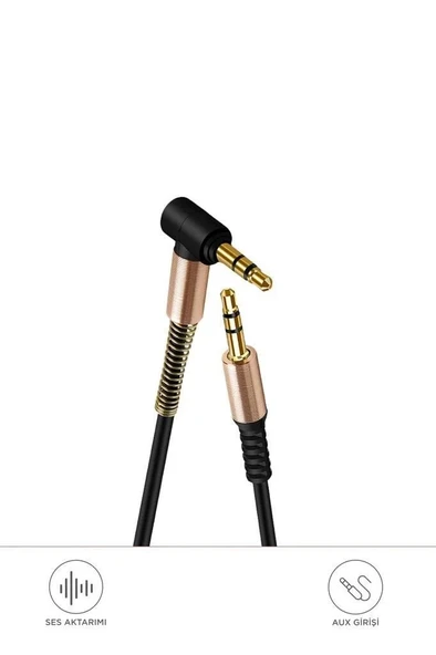 Altın Uçlu Araç Müzik Ses Kablosu Stereo Aux Akordiyon Kablo 3.5mm ürün görseli 1