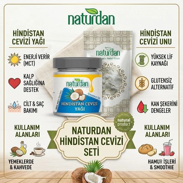 Saf(1.Kalite) Hindistan Cevizi Yağı 175 Gr | Hindistan Cevizi Unu 500 Gr ürün görseli 1