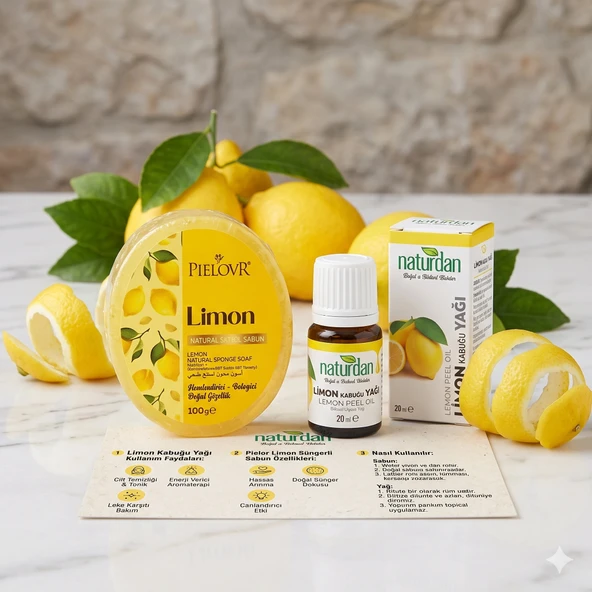 Saf(1.Kalite) Limon Kabuğu Yağı 20 Ml | Süngerli Limon Sabunu 100 Gr ürün görseli 1