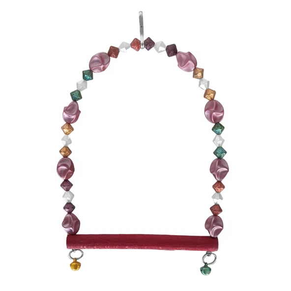 Boncuklu Tünekli Kuş Salıncağı 10 Cm-14 Cm Bordo ürün görseli 1