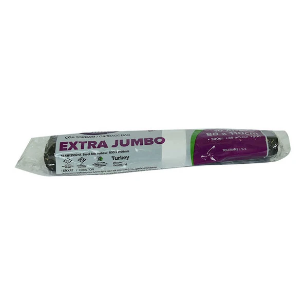 Torbası Extra Boy 80X110Cm 300Gr 39Mikron 90Lt Siyah Rulo 10 Adet ürün görseli 1